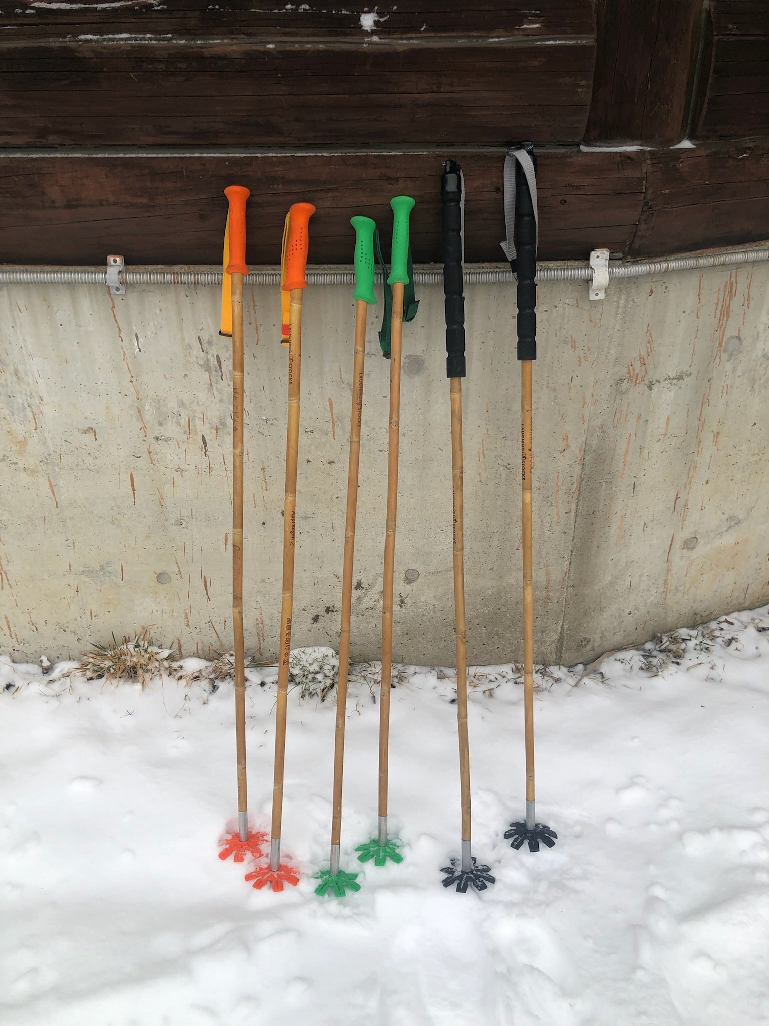 Bamboo Ski Pole Grips and Baskets