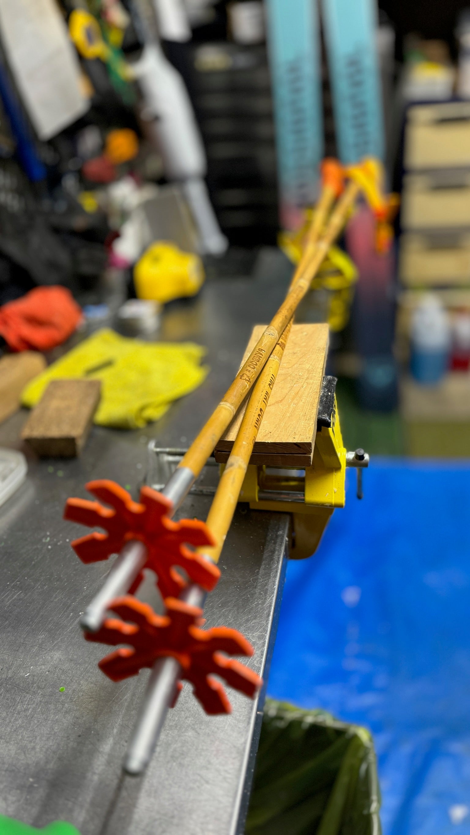 Bamboo Ski Pole Grips and Baskets