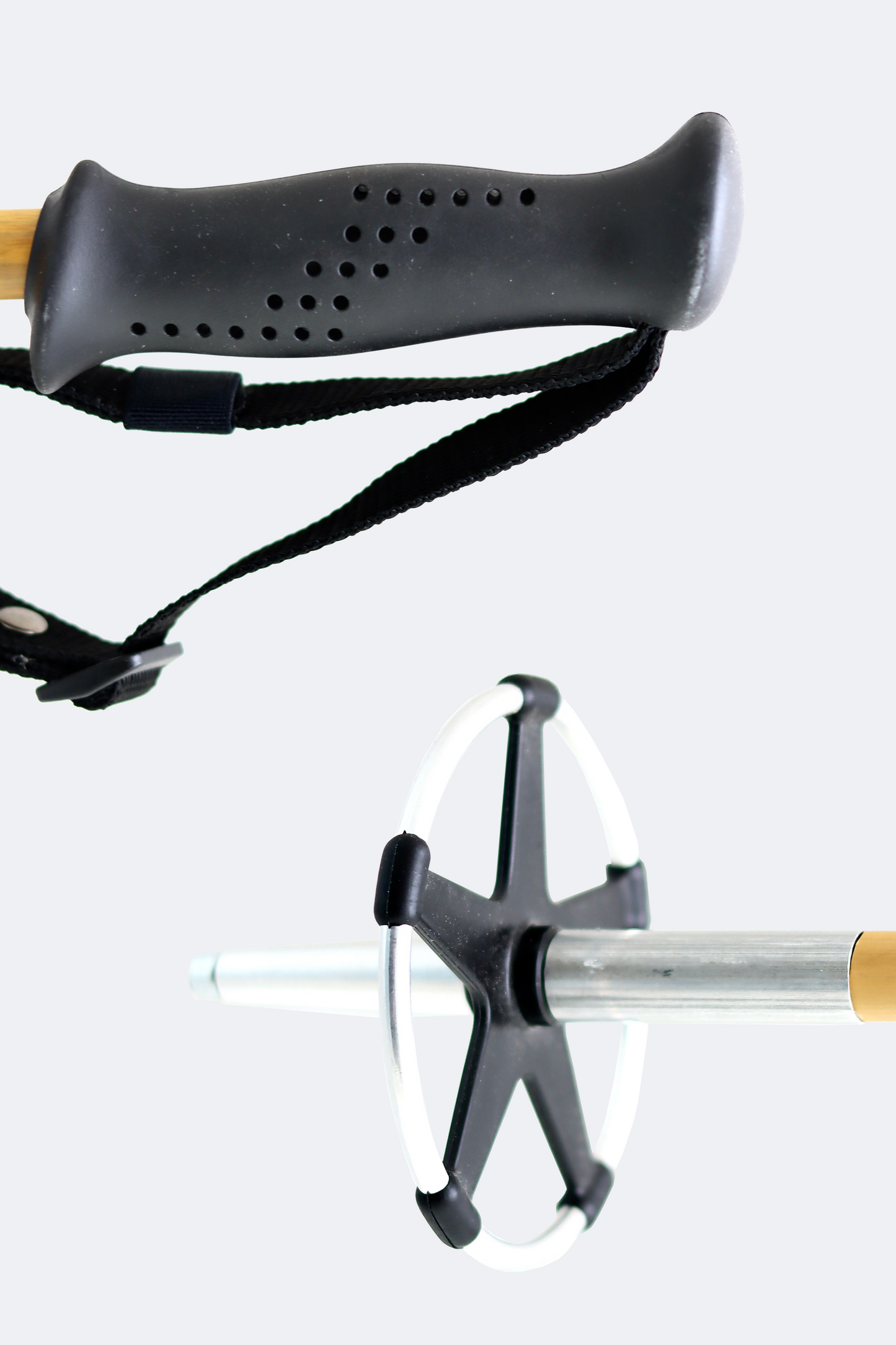 Grip and basket of Bamboo Ski Poles