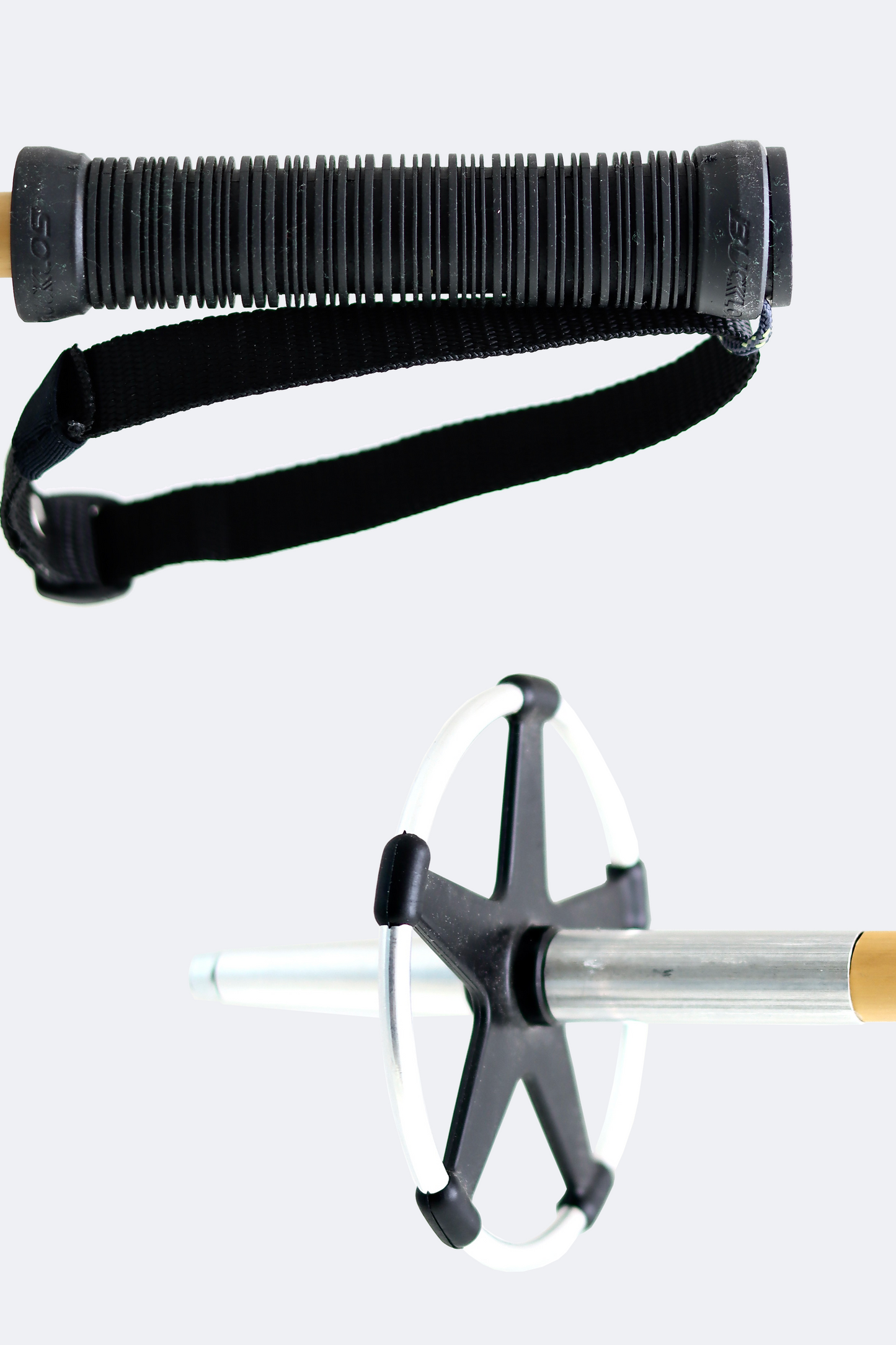 Grip and basket of Bamboo Ski Pole